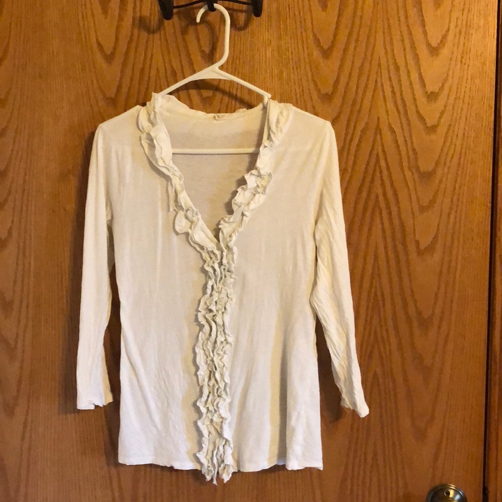 Cream, button down, tissue tee from J Crew